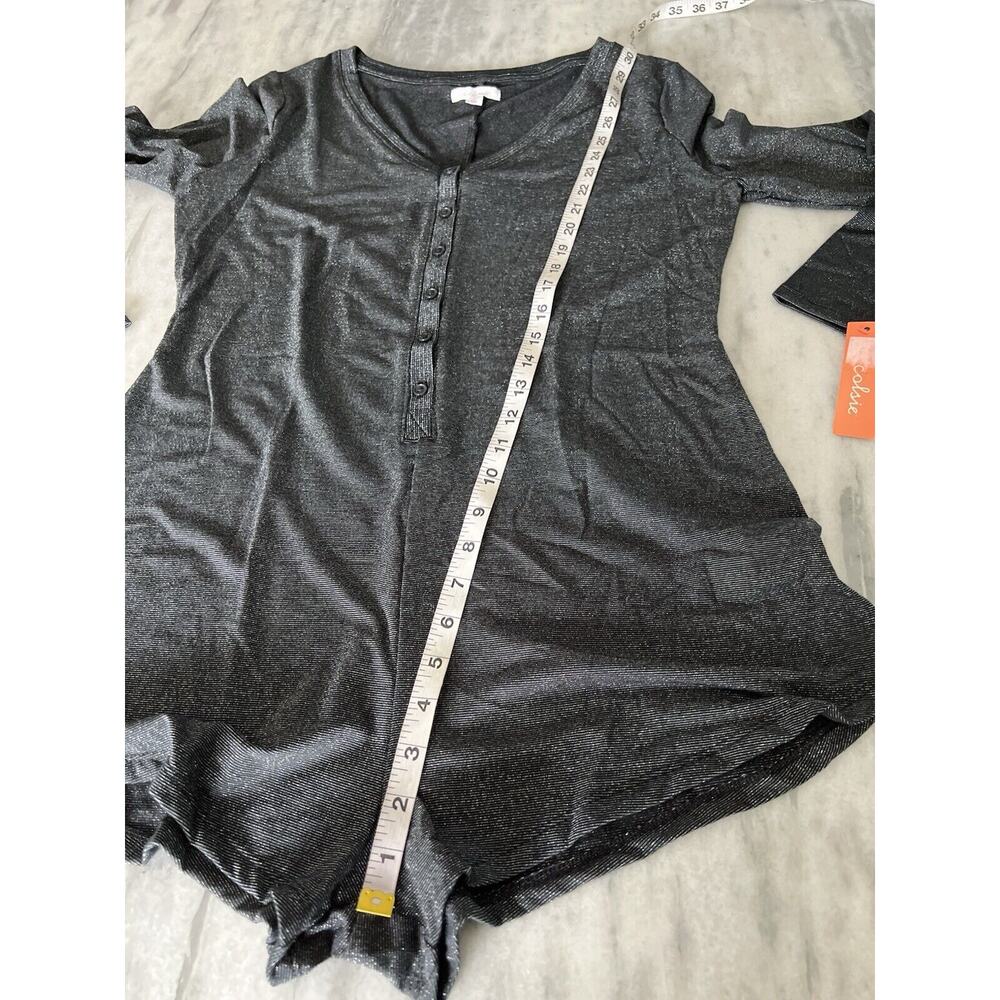 Colsie V-Neck Pajama Romper -Black Sparkle metallic Women's M NWT - Picture 10 of 14